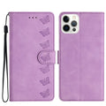 iPhone 12/13/14 Series Seven Butterflies Embossed Leather Phone Case