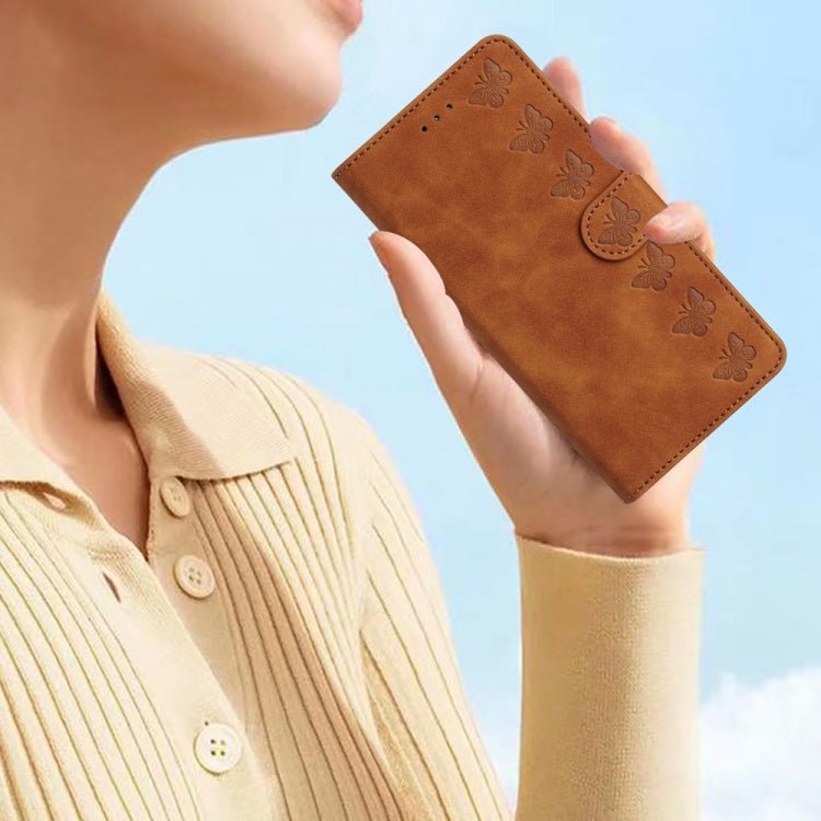 iPhone 12/13/14 Series Seven Butterflies Embossed Leather Phone Case