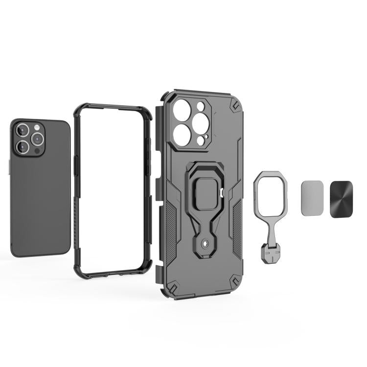 iPhone 13/14/15 Metal Kickstand TPU Hybrid PC Phone Case