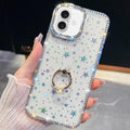 iPhone 13/14/15/16 Series Rhinestone Glitter TPU Ring Holder Anti - fall Phone Case