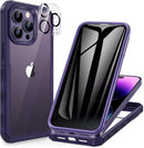 iPhone 14 Pro Case 6.1’’, Full Body Rugged Protective Case+2 Pack Camera Bumper Case Royal Purple