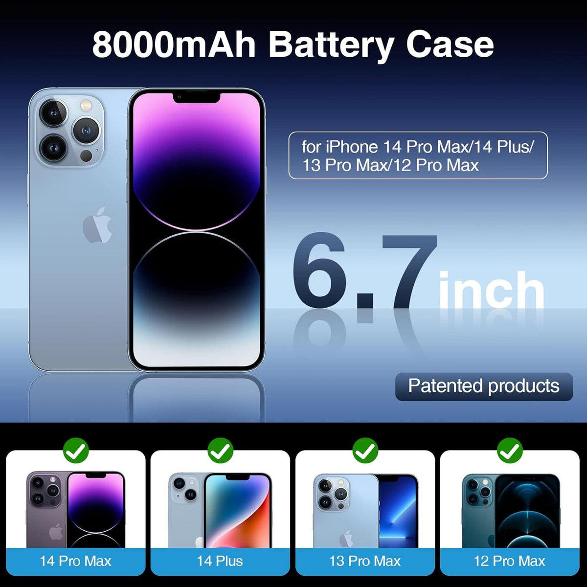 iPhone 14 Pro Max & 13 Pro Max Battery Case – 8500mAh