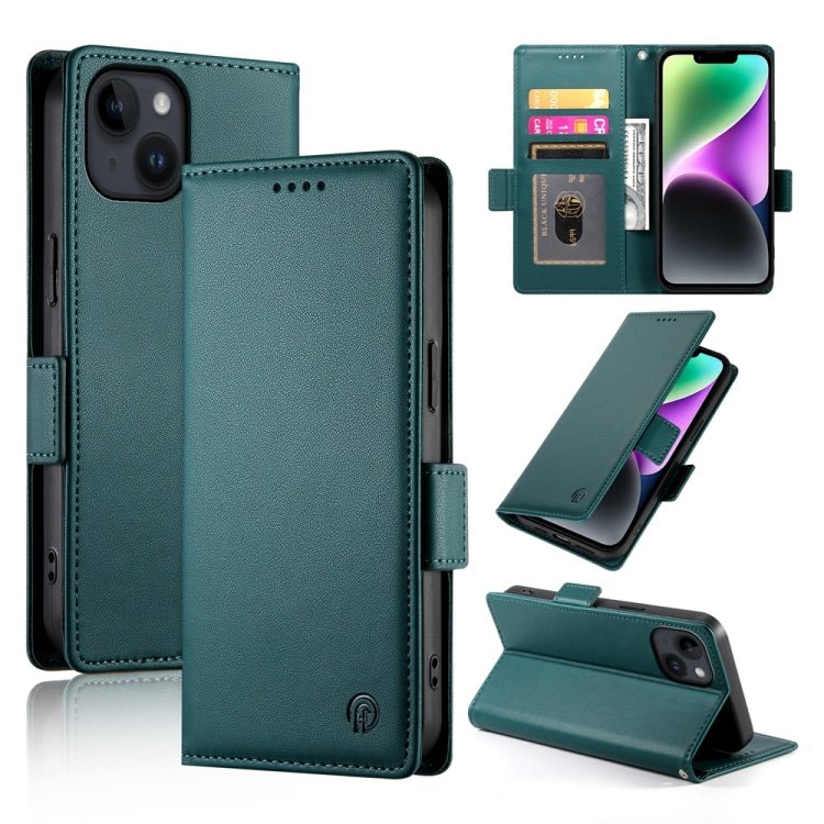 iPhone 14/15 Side Buckle Magnetic Frosted Leather Phone Case