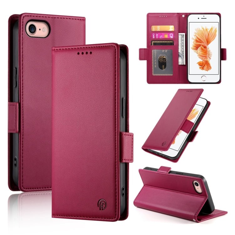 iPhone 14/15 Side Buckle Magnetic Frosted Leather Phone Case