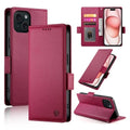 iPhone 14/15 Side Buckle Magnetic Frosted Leather Phone Case