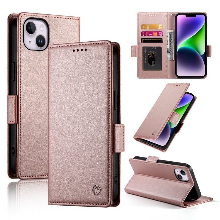 iPhone 14/15 Side Buckle Magnetic Frosted Leather Phone Case