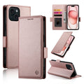 iPhone 14/15 Side Buckle Magnetic Frosted Leather Phone Case