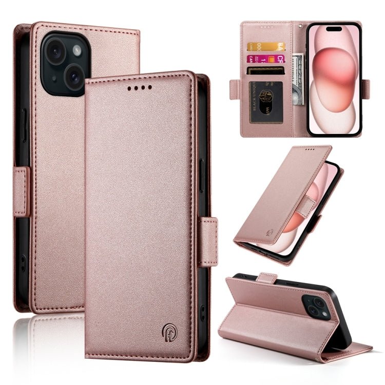 iPhone 14/15 Side Buckle Magnetic Frosted Leather Phone Case
