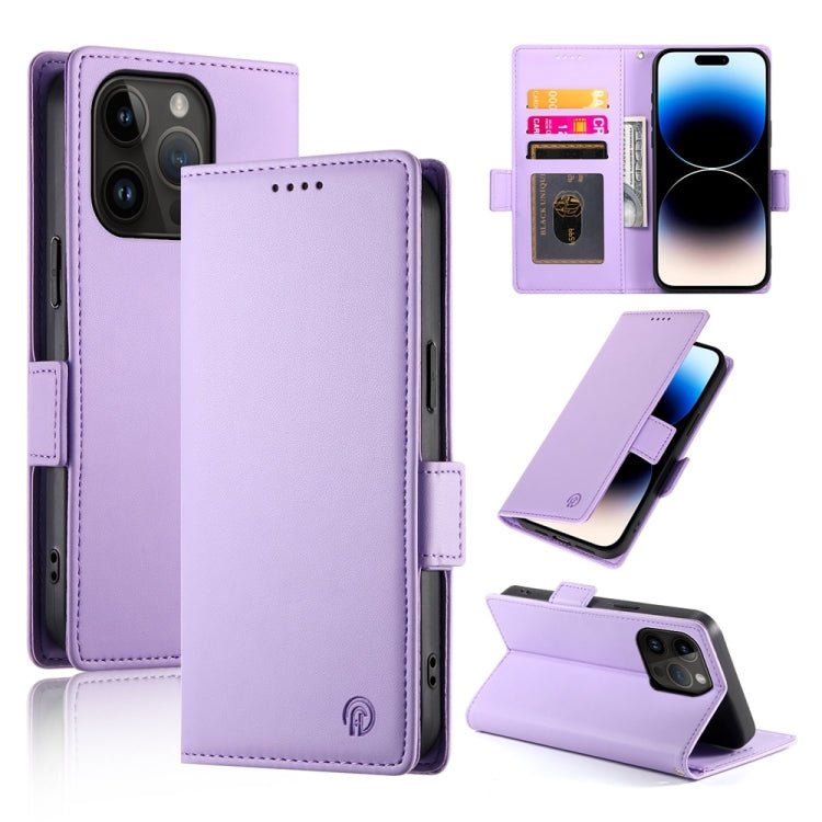 iPhone 14/15 Side Buckle Magnetic Frosted Leather Phone Case