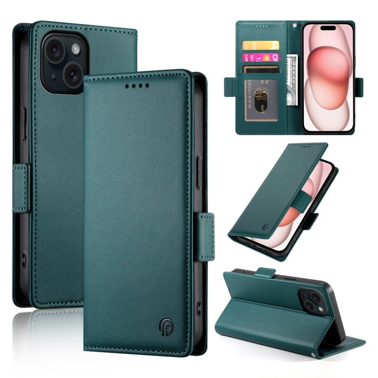 iPhone 14/15 Side Buckle Magnetic Frosted Leather Phone Case