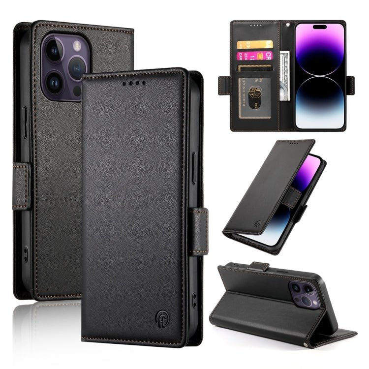 iPhone 14/15 Side Buckle Magnetic Frosted Leather Phone Case