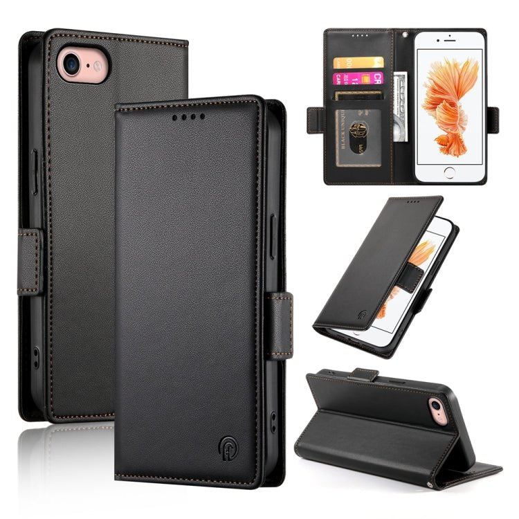 iPhone 14/15 Side Buckle Magnetic Frosted Leather Phone Case