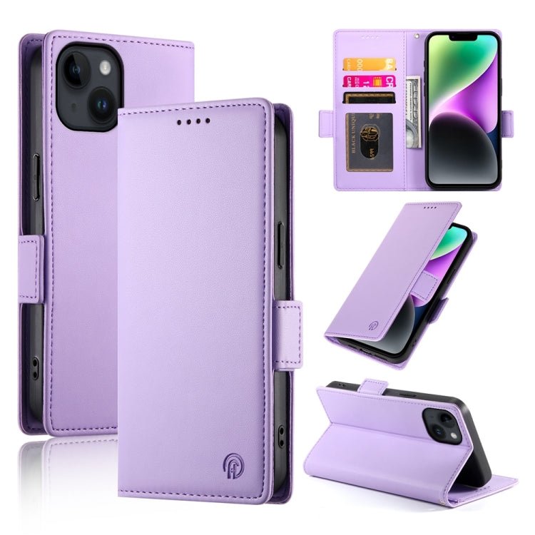 iPhone 14/15 Side Buckle Magnetic Frosted Leather Phone Case