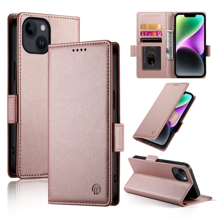 iPhone 14/15 Side Buckle Magnetic Frosted Leather Phone Case