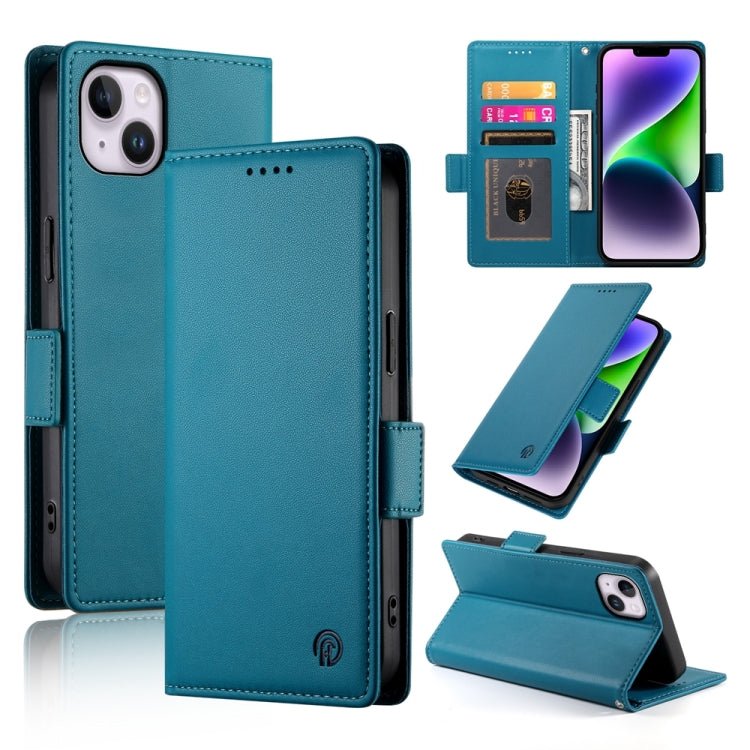 iPhone 14/15 Side Buckle Magnetic Frosted Leather Phone Case