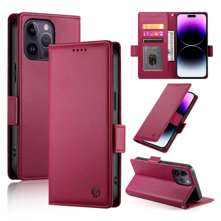 iPhone 14/15 Side Buckle Magnetic Frosted Leather Phone Case