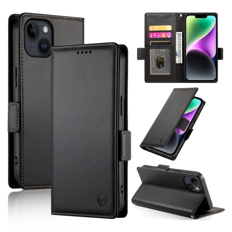 iPhone 14/15 Side Buckle Magnetic Frosted Leather Phone Case