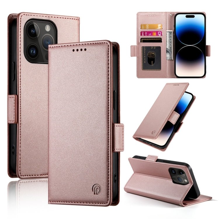 iPhone 14/15 Side Buckle Magnetic Frosted Leather Phone Case