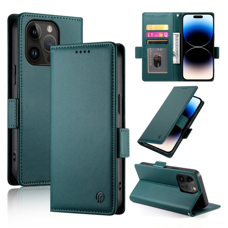 iPhone 14/15 Side Buckle Magnetic Frosted Leather Phone Case