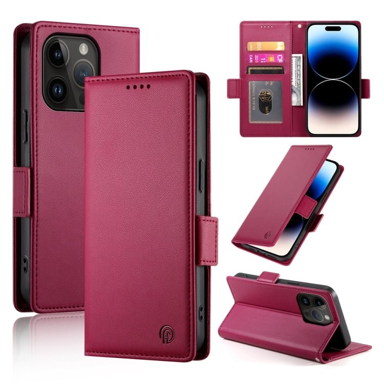 iPhone 14/15 Side Buckle Magnetic Frosted Leather Phone Case