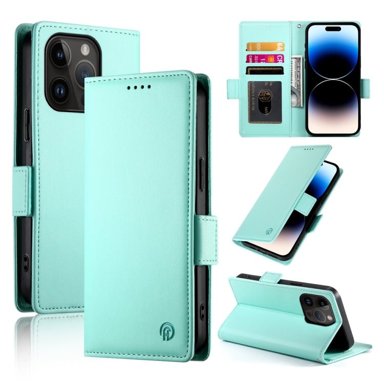 iPhone 14/15 Side Buckle Magnetic Frosted Leather Phone Case
