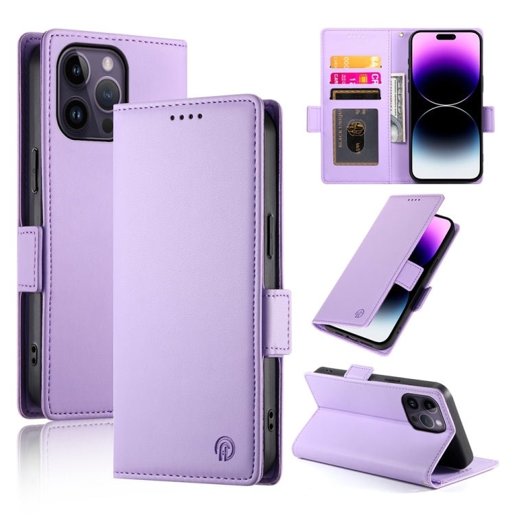 iPhone 14/15 Side Buckle Magnetic Frosted Leather Phone Case