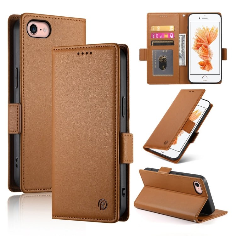 iPhone 14/15 Side Buckle Magnetic Frosted Leather Phone Case