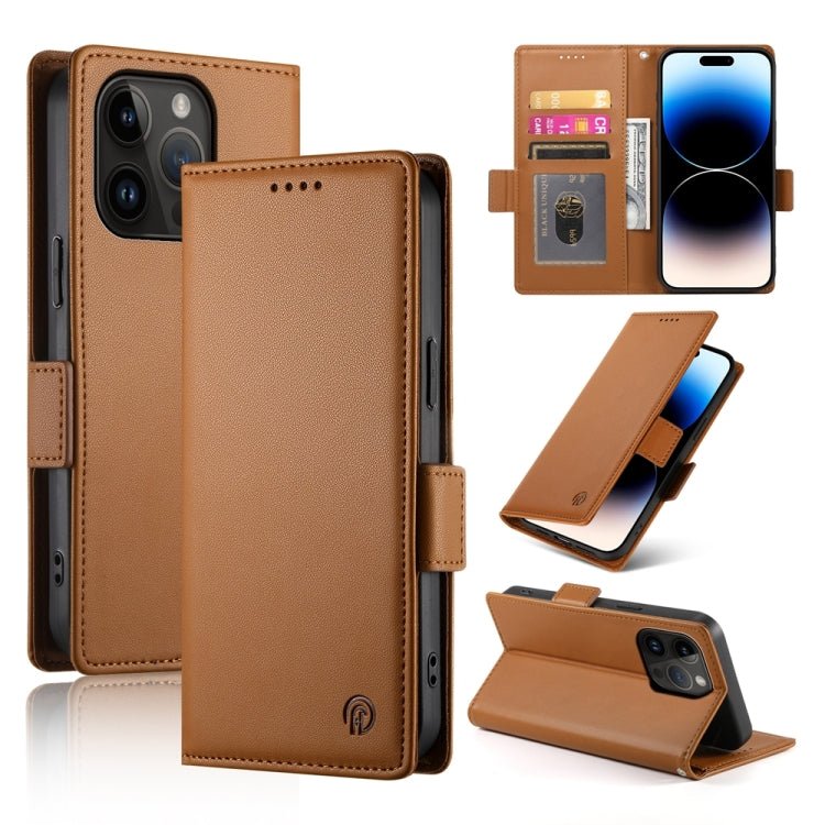 iPhone 14/15 Side Buckle Magnetic Frosted Leather Phone Case