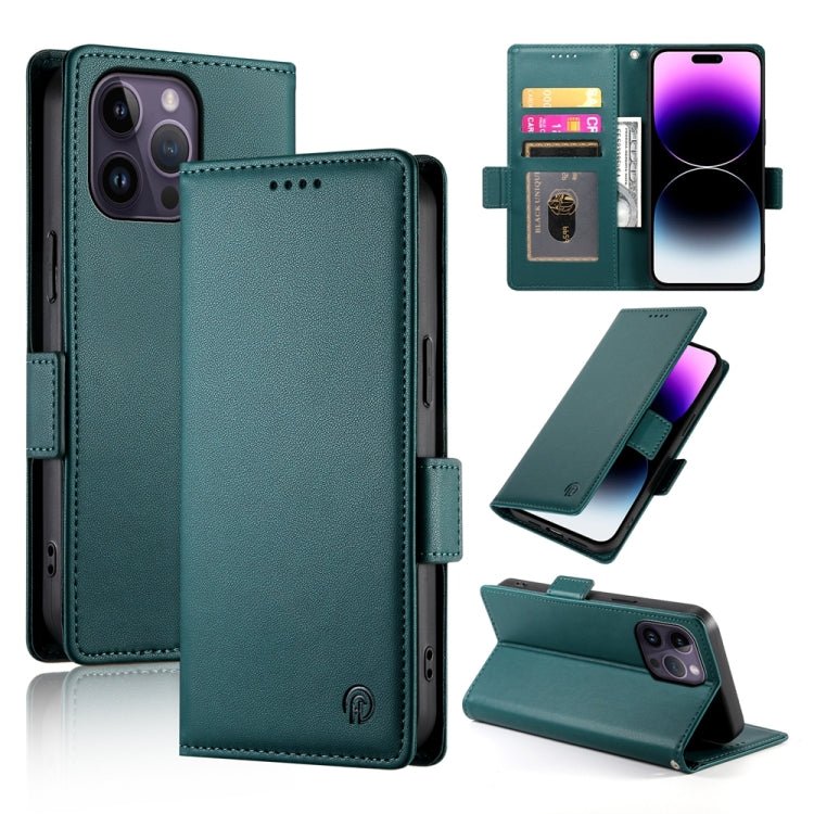 iPhone 14/15 Side Buckle Magnetic Frosted Leather Phone Case