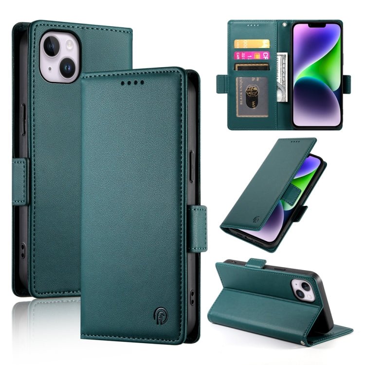 iPhone 14/15 Side Buckle Magnetic Frosted Leather Phone Case