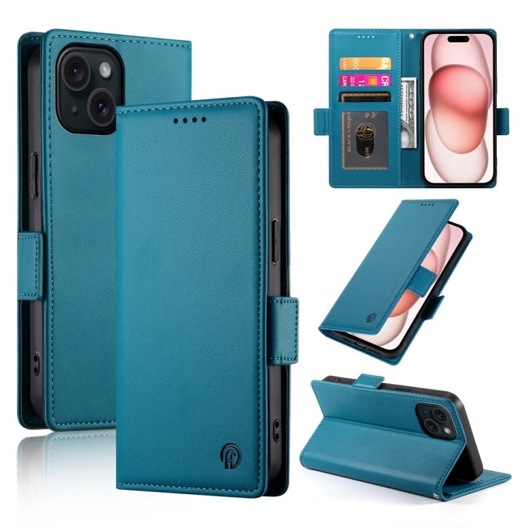 iPhone 14/15 Side Buckle Magnetic Frosted Leather Phone Case