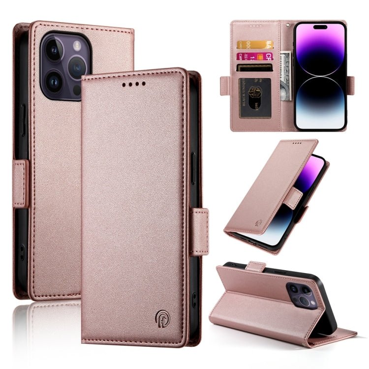 iPhone 14/15 Side Buckle Magnetic Frosted Leather Phone Case