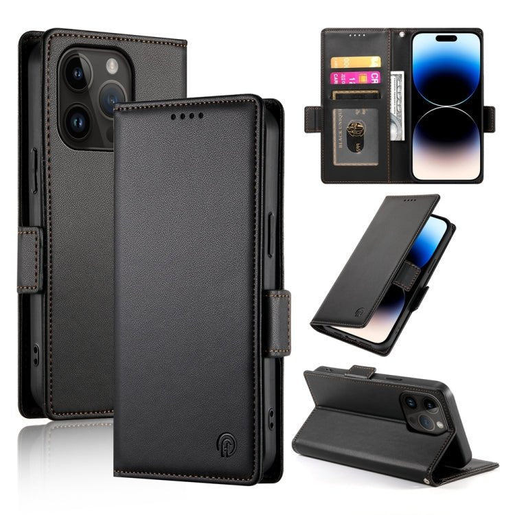 iPhone 14/15 Side Buckle Magnetic Frosted Leather Phone Case