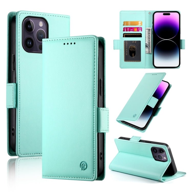 iPhone 14/15 Side Buckle Magnetic Frosted Leather Phone Case