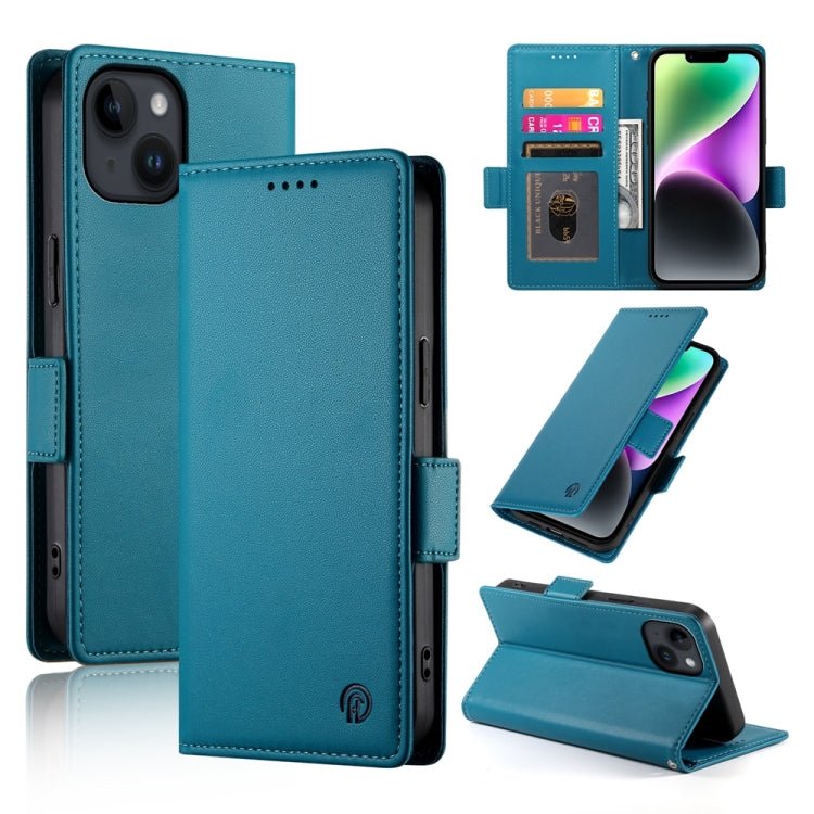 iPhone 14/15 Side Buckle Magnetic Frosted Leather Phone Case