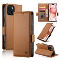 iPhone 14/15 Side Buckle Magnetic Frosted Leather Phone Case