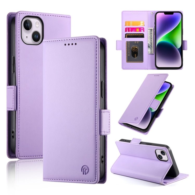 iPhone 14/15 Side Buckle Magnetic Frosted Leather Phone Case