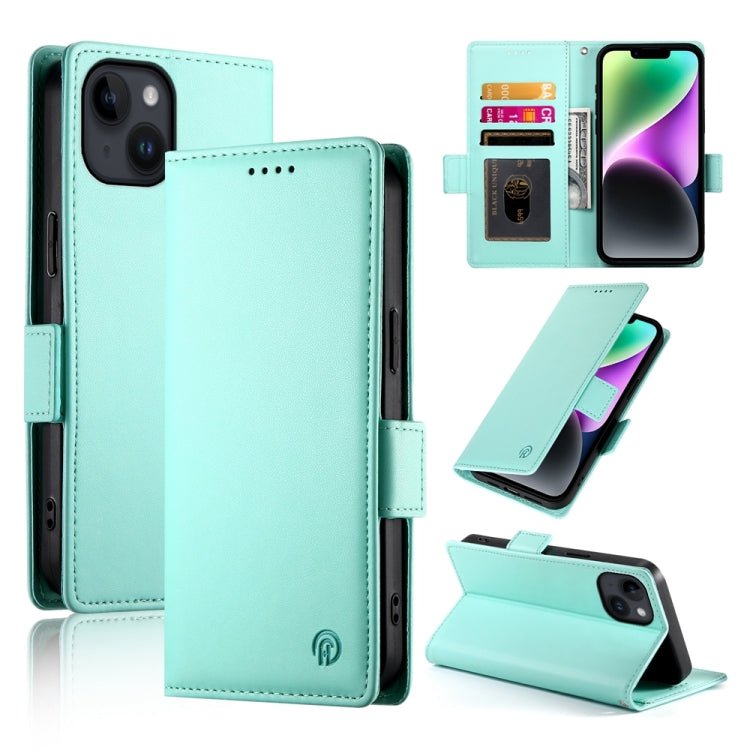 iPhone 14/15 Side Buckle Magnetic Frosted Leather Phone Case