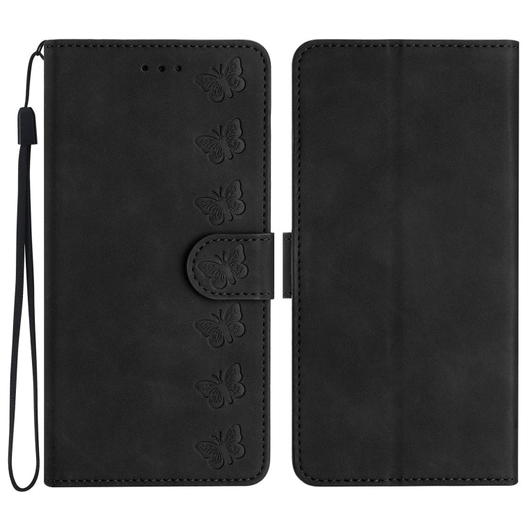 iPhone 14/15/16 Series Seven Butterflies Embossed Leather Phone Case
