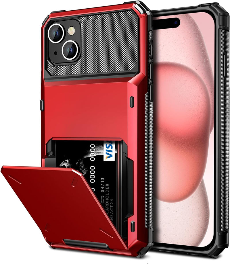 iPhone 15 Case Card Holder 4 - Card Dual Layer Heavy Duty Shockproof Wallet Case - Gorilla Cases