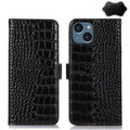 iPhone 15 Crocodile Top Layer Cowhide Leather Phone Case