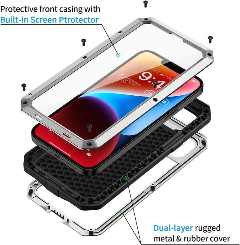 iPhone 15 Plus / 14 Plus Metal Case Heavy Duty Shockproof Tough Protective Cover - Gorilla Cases