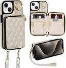 iPhone 15 Plus 6.7'' Wallet Case Crossbody Zipper Purse RFID Blocking Card Holders