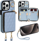 iPhone 15 Plus 6.7'' Wallet Case Crossbody Zipper Purse RFID Blocking Card Holders