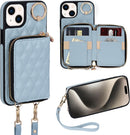 iPhone 15 Plus 6.7'' Wallet Case Crossbody Zipper Purse RFID Blocking Card Holders