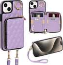 iPhone 15 Plus 6.7'' Wallet Case Crossbody Zipper Purse RFID Blocking Card Holders