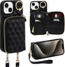 iPhone 15 Plus 6.7'' Wallet Case Crossbody Zipper Purse RFID Blocking Card Holders - Gorilla Cases