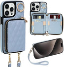 iPhone 15 Plus 6.7'' Wallet Case Crossbody Zipper Purse RFID Blocking Card Holders