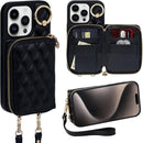 iPhone 15 Plus 6.7'' Wallet Case Crossbody Zipper Purse RFID Blocking Card Holders