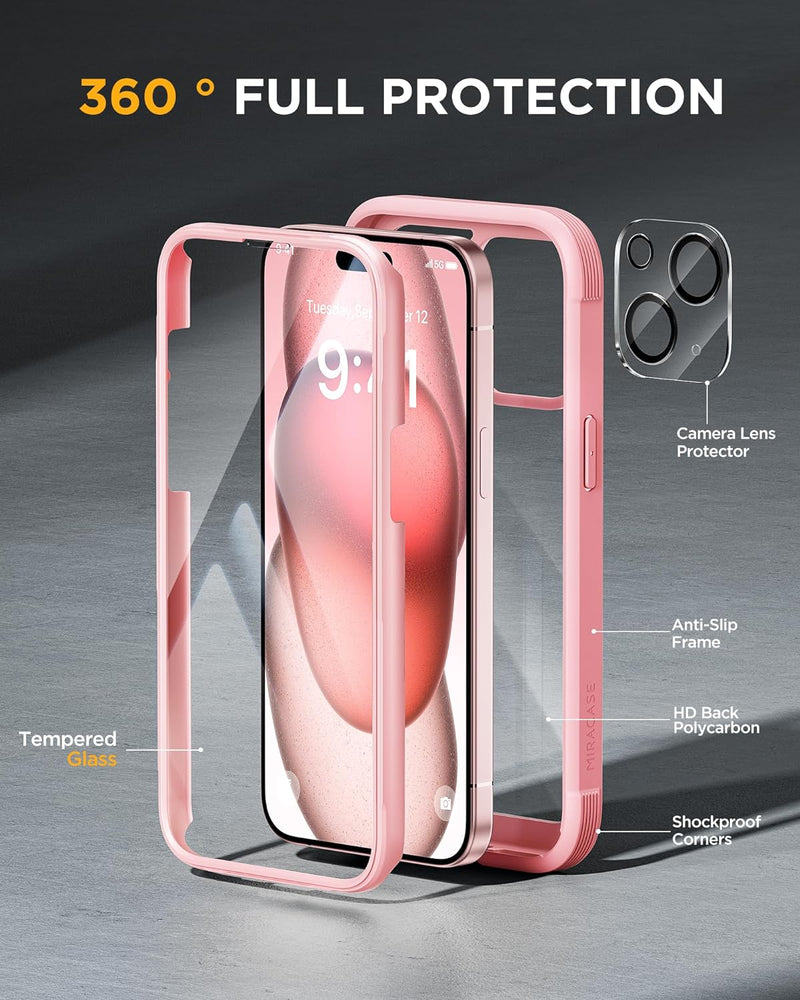 iPhone 15 Plus Case 6.7' Full - Body Military Drop Proof Case Glass Screen Protector - Gorilla Cases